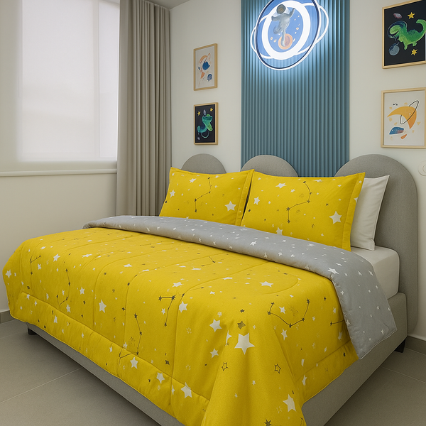 TENDIDO ACOLCHADO PRINT ESTRELLAS AMARILLO