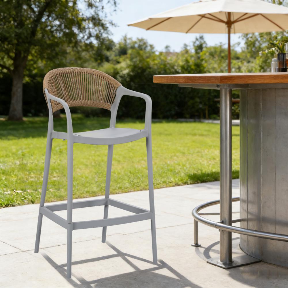 SILLA PARA BAR BALI GRIS CON ESPALDAR