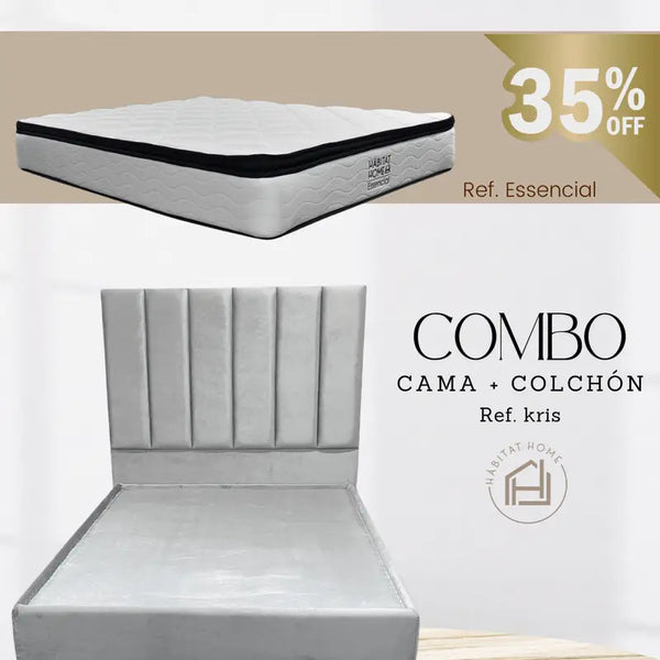 COMBO CAMA KRIS + COLCHÓN ESSENCIAL