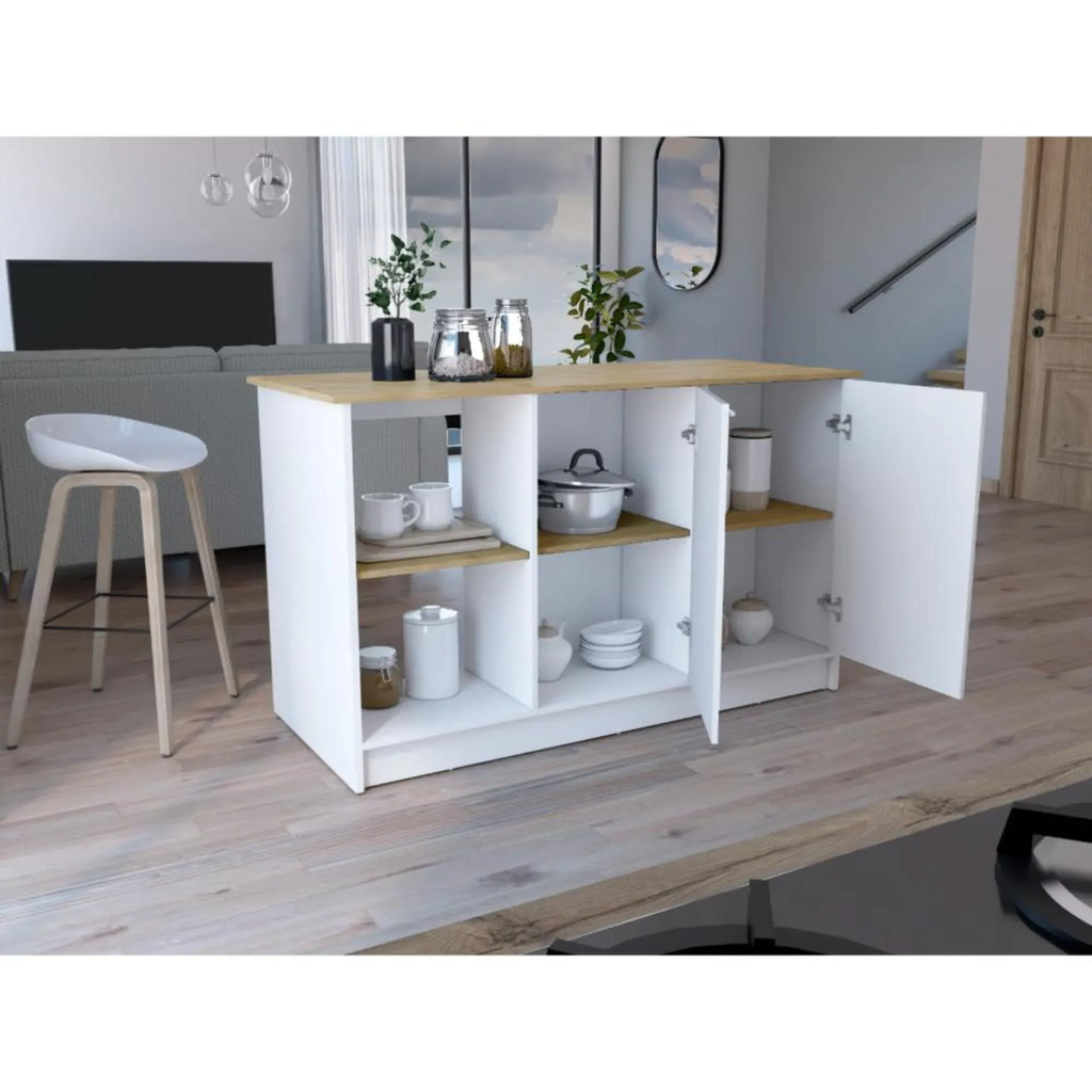 BARRA COCINA SAMARA BLANCO Y MACADAMIA
