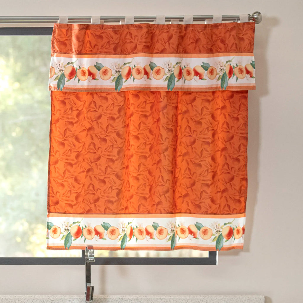 CORTINAS DE COCINA FLOR DE DURAZNO