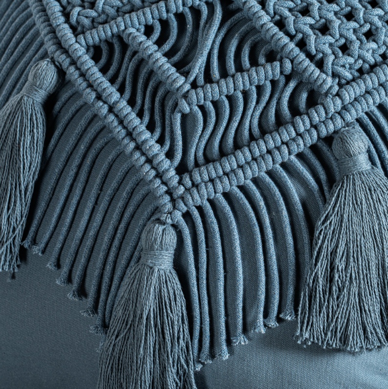 FUNDA DE COJÍN MACRAME INDIGO