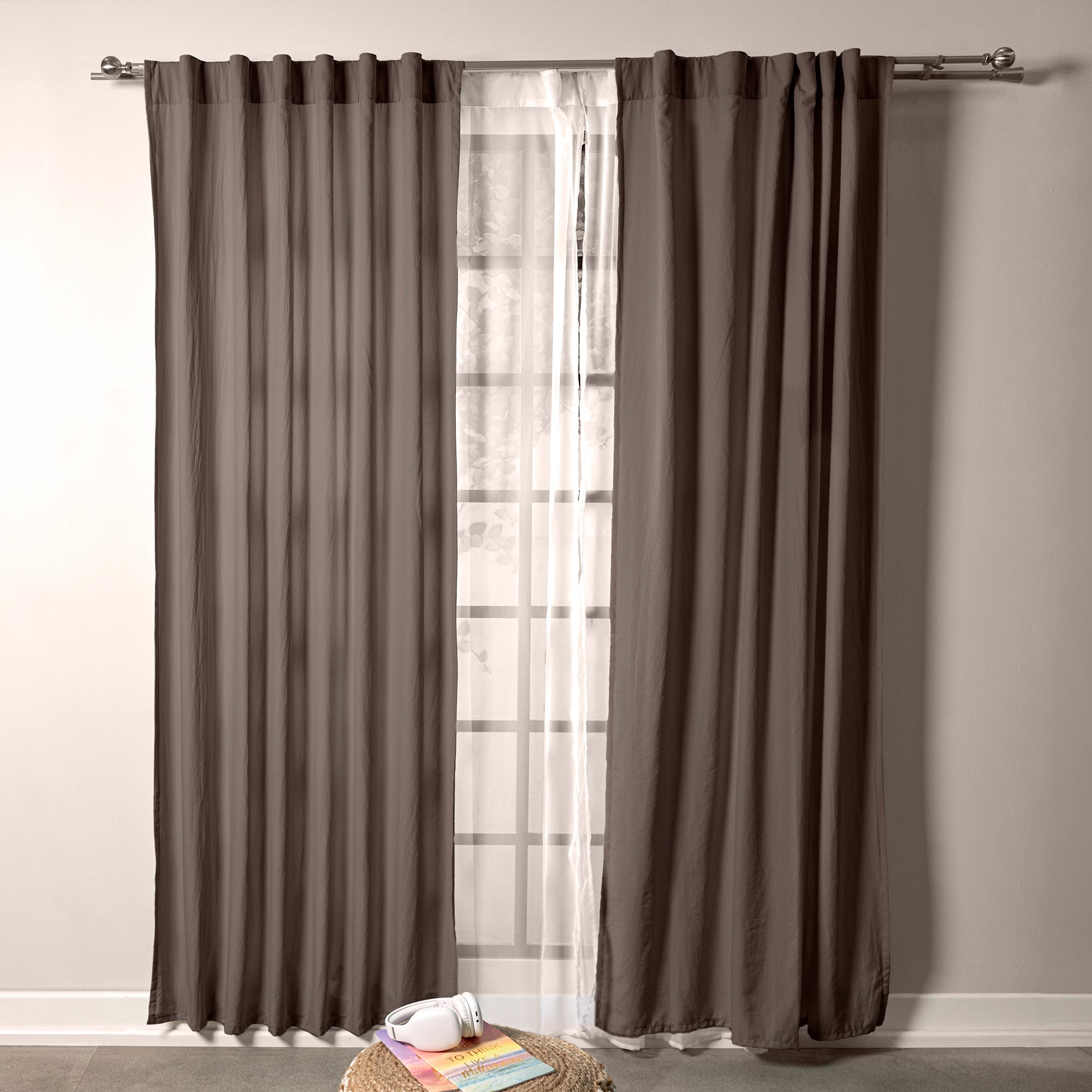 CORTINAS VIASOFT WASHED COFFEE