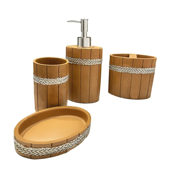 ACCESORIOS DE BAÑO 4 PIEZAS BAMBU