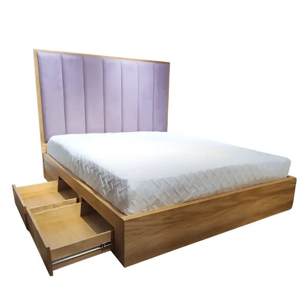CAMA LEYTON MADERA CON CAJONES