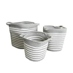 CANASTA DECORATIVA LÍNEAS GRIS