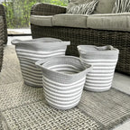 CANASTA DECORATIVA LÍNEAS GRIS