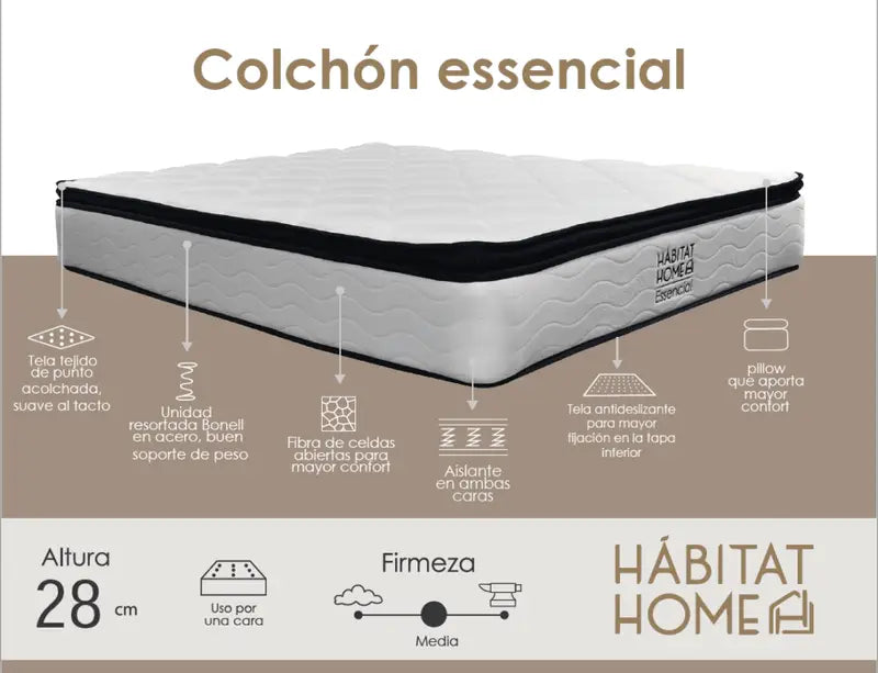 COMBO CAMA KRIS + COLCHÓN ESSENCIAL
