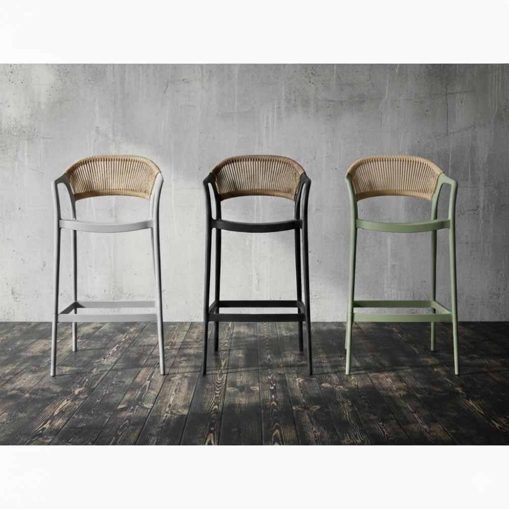 SILLA PARA BAR BALI VERDE CON ESPALDAR