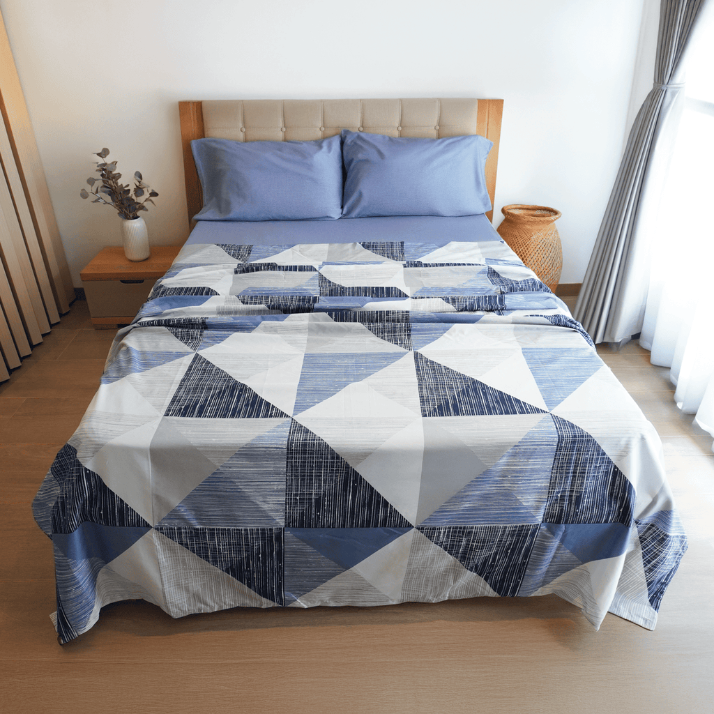 JUEGO DE SÀBANA PRINT GEOMETRICO AZUL