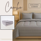 KIT ACOLCHADO + JUEGO DE SABANA PRINT LINEAS GRIS