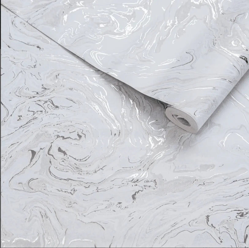 PAPEL COLGADURA MOUNTAIN MARMOL PLATA