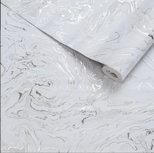 PAPEL COLGADURA MOUNTAIN MARMOL PLATA