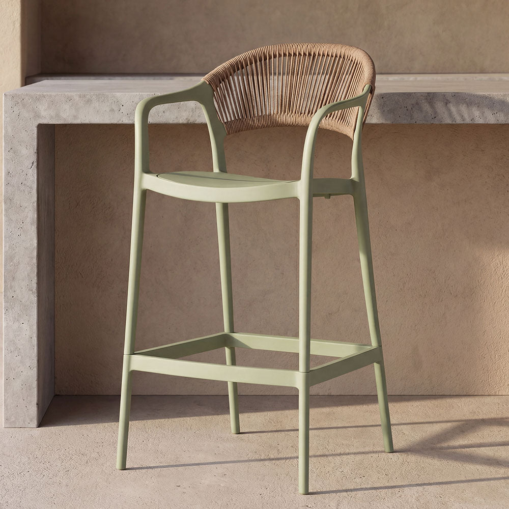 SILLA PARA BAR BALI VERDE CON ESPALDAR