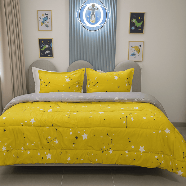 TENDIDO ACOLCHADO PRINT ESTRELLAS AMARILLO