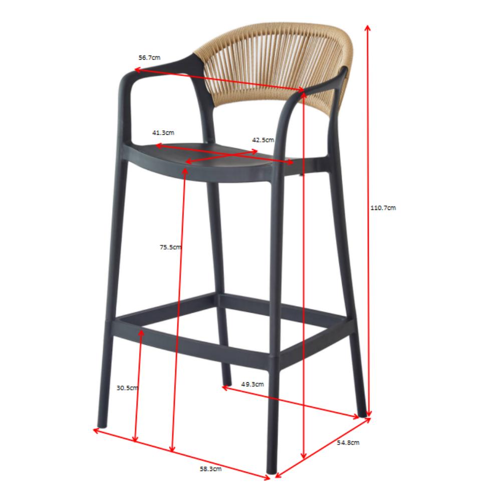 SILLA PARA BAR BALI VERDE CON ESPALDAR