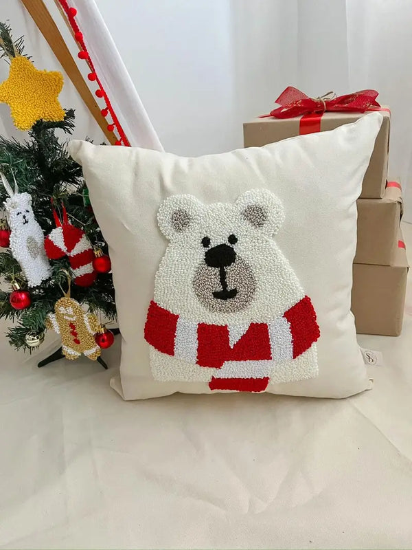 FUNDA DE COJÍN NAVIDEÑO OSO POLAR