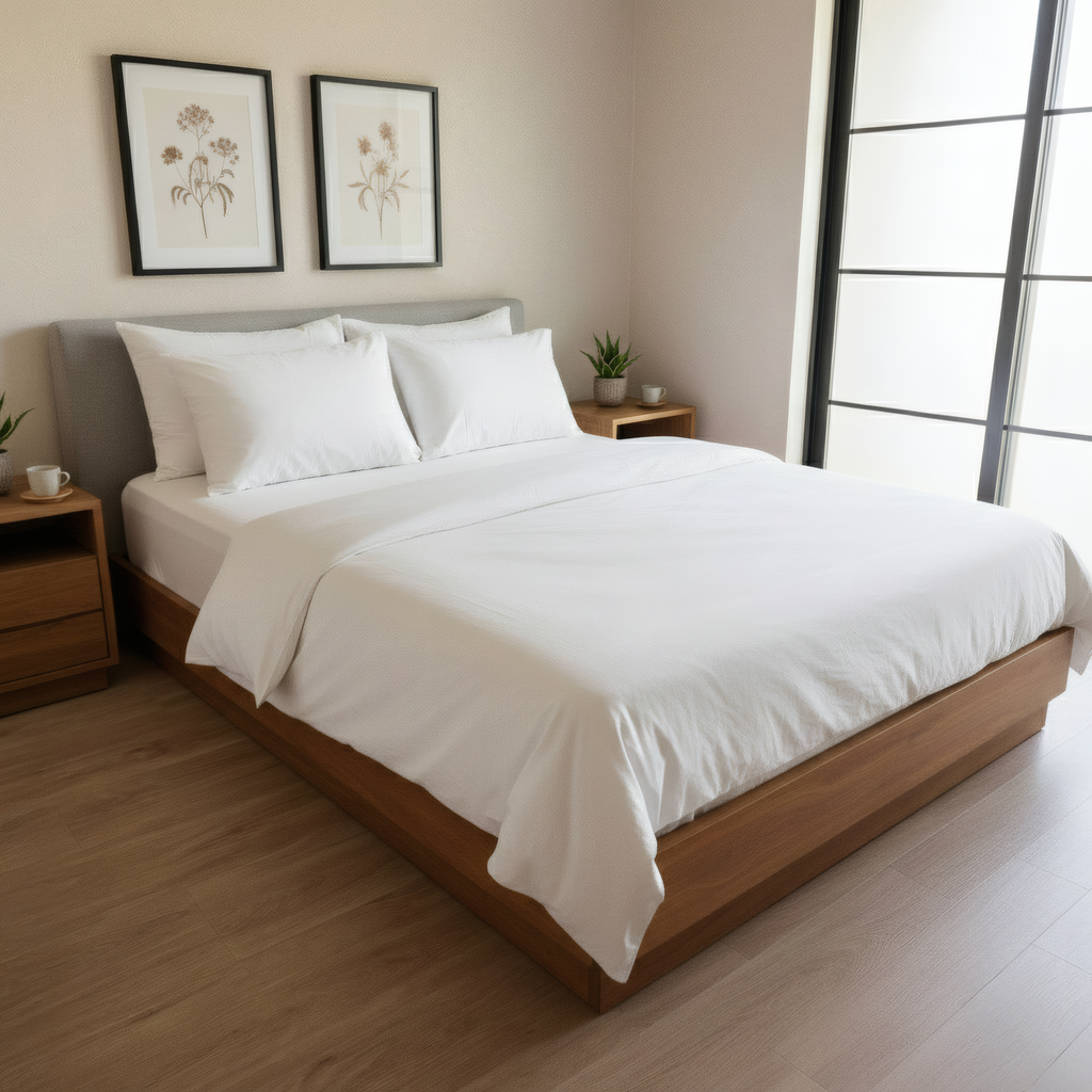 JUEGO DE SABANA UNICOLOR DOBLE 140 EN ALGODON