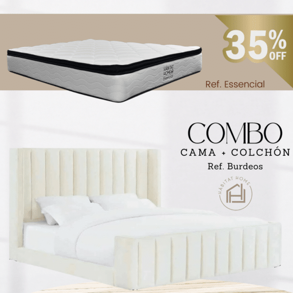 COMBO CAMA BURDEOS + COLCHÓN ESSENCIAL