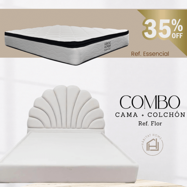 COMBO CAMA FLOR + COLCHÓN ESSENCIAL