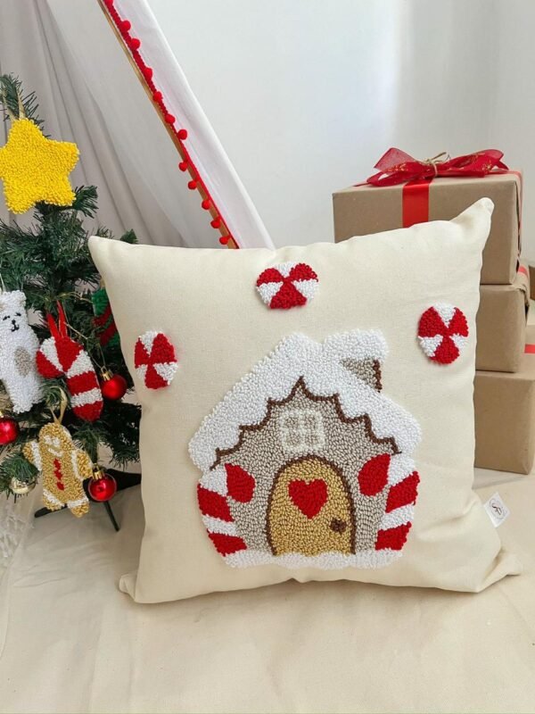 FUNDA DE COJÍN NAVIDEÑO CASA DE JENGIBRE