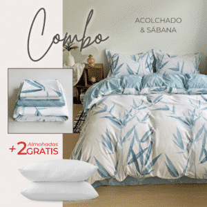KIT ACOLCHADO + JUEGO DE SABANAS BAMBOO DIA + 2 ALMOHADAS GRATIS