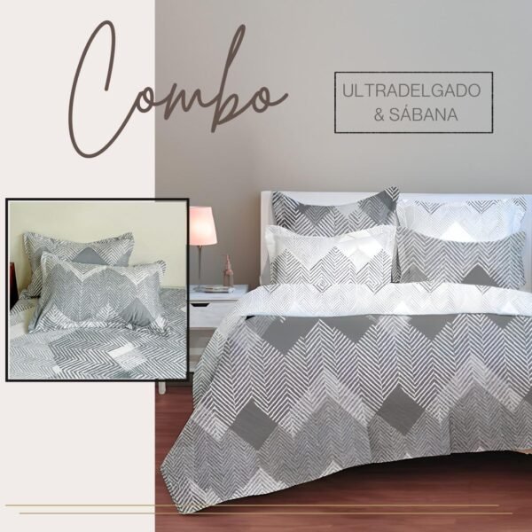 KIT ULTRADELGADO + JUEGO DE SABANAS TWEED GRIS