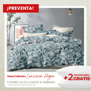 KIT ACOLCHADO + JUEGO DE SABANAS NATURAL + 2 ALMOHADAS GRATIS