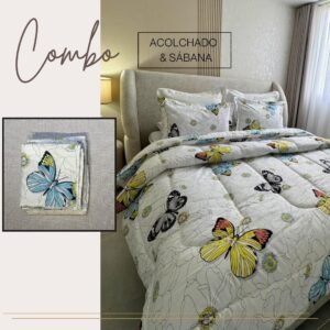 KIT ACOLCHADO + JUEGO DE SABANAS MARIPOSAS
