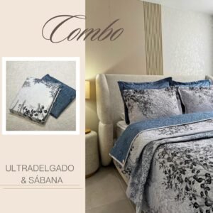 KIT ULTRADELGADO + JUEGO DE SABANAS NATURAL GRIS