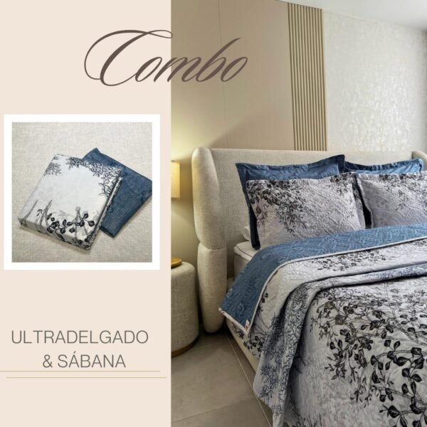 KIT ULTRADELGADO + JUEGO DE SABANAS NATURAL GRIS